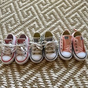 Converse lot of three toddler girls sneakers size 6